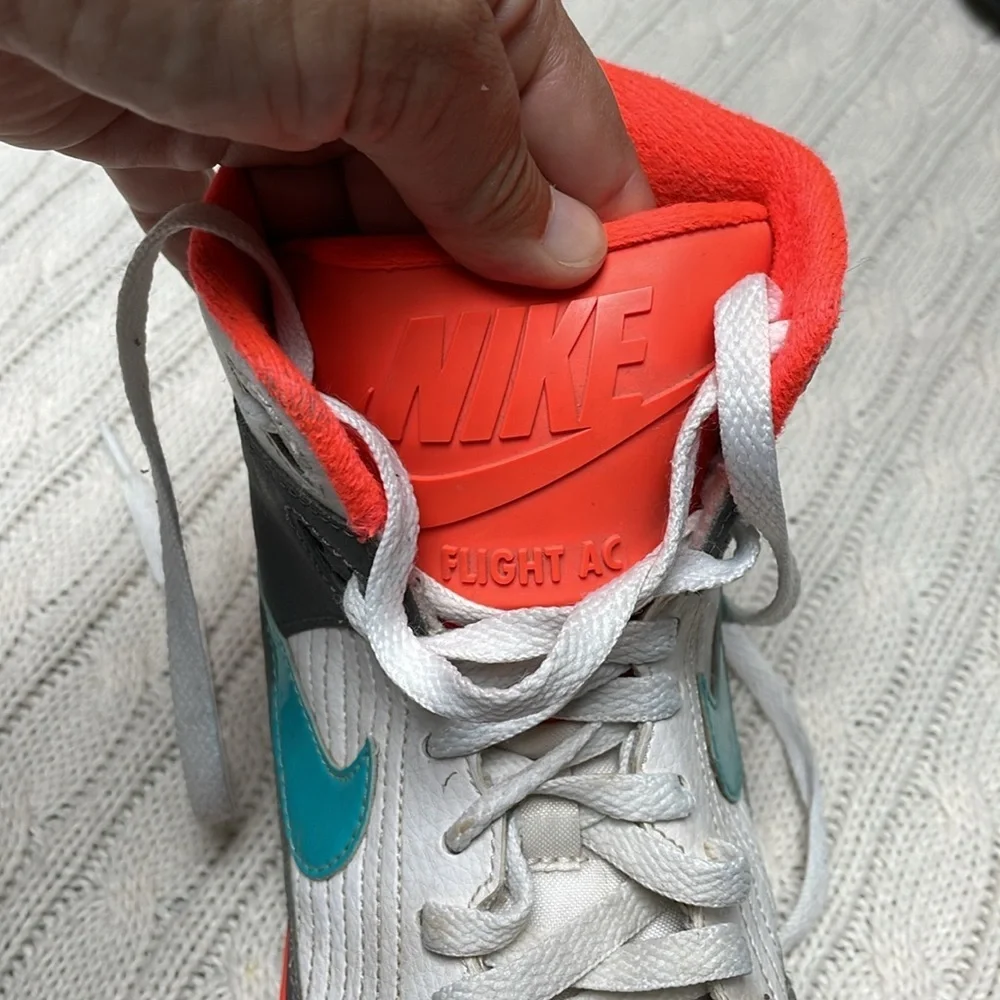 Men’s Nike Air flight AC Sz 10 white base w/ orange turquoise gray high tops